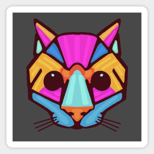 Geometric Cat Big Nose Magnet